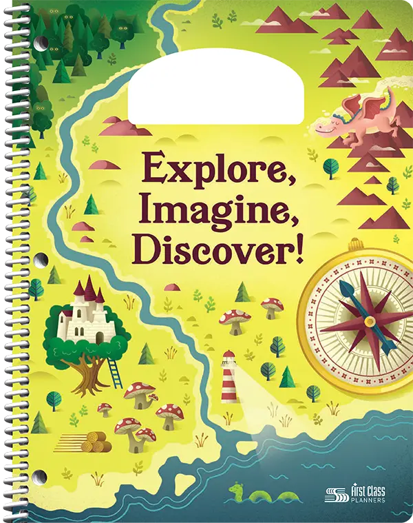 PiQ Potential Standard school agenda cover choices - Explore, Imagine, Discover!