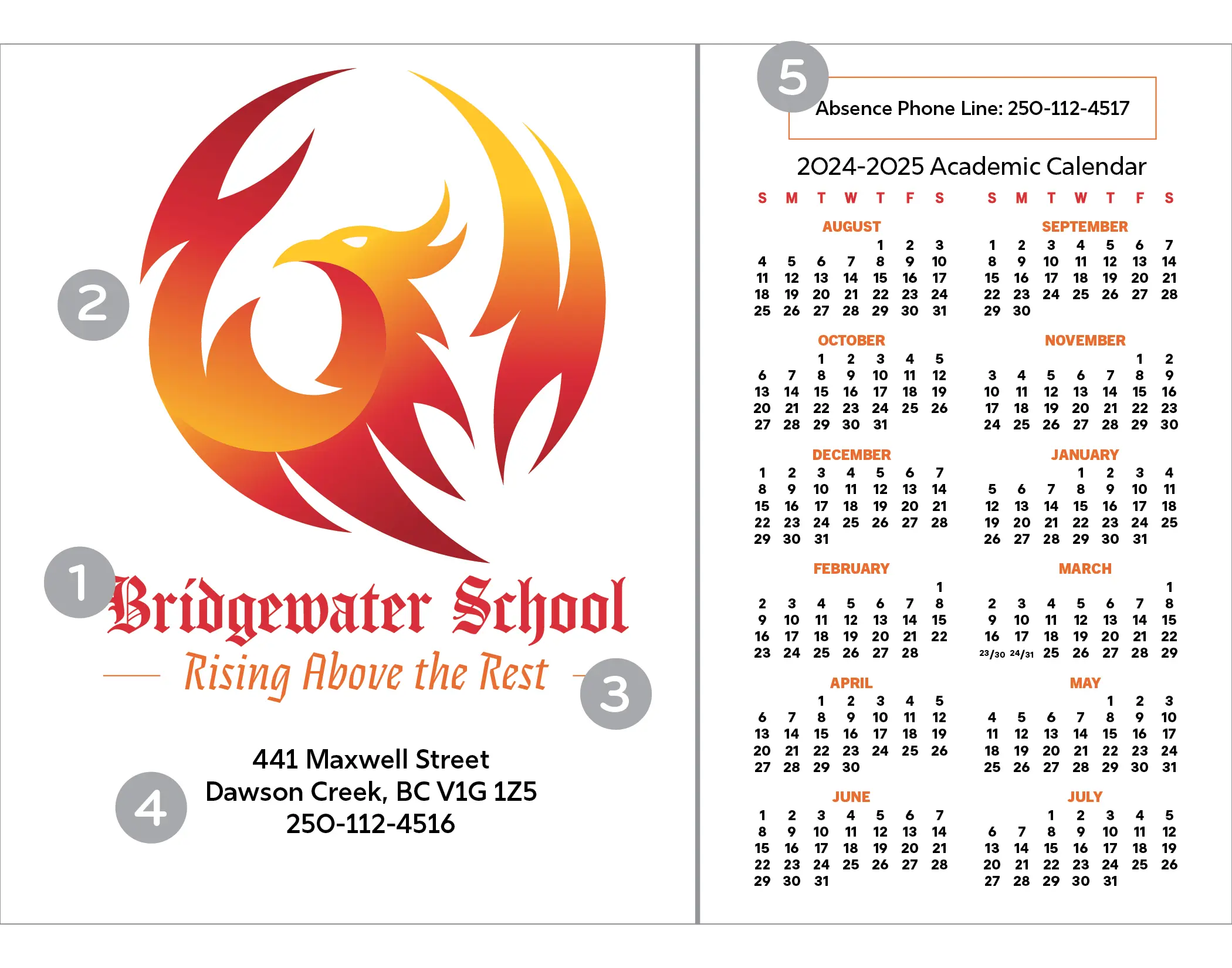 Design A – IMPORTANT DATES/CALENDAR