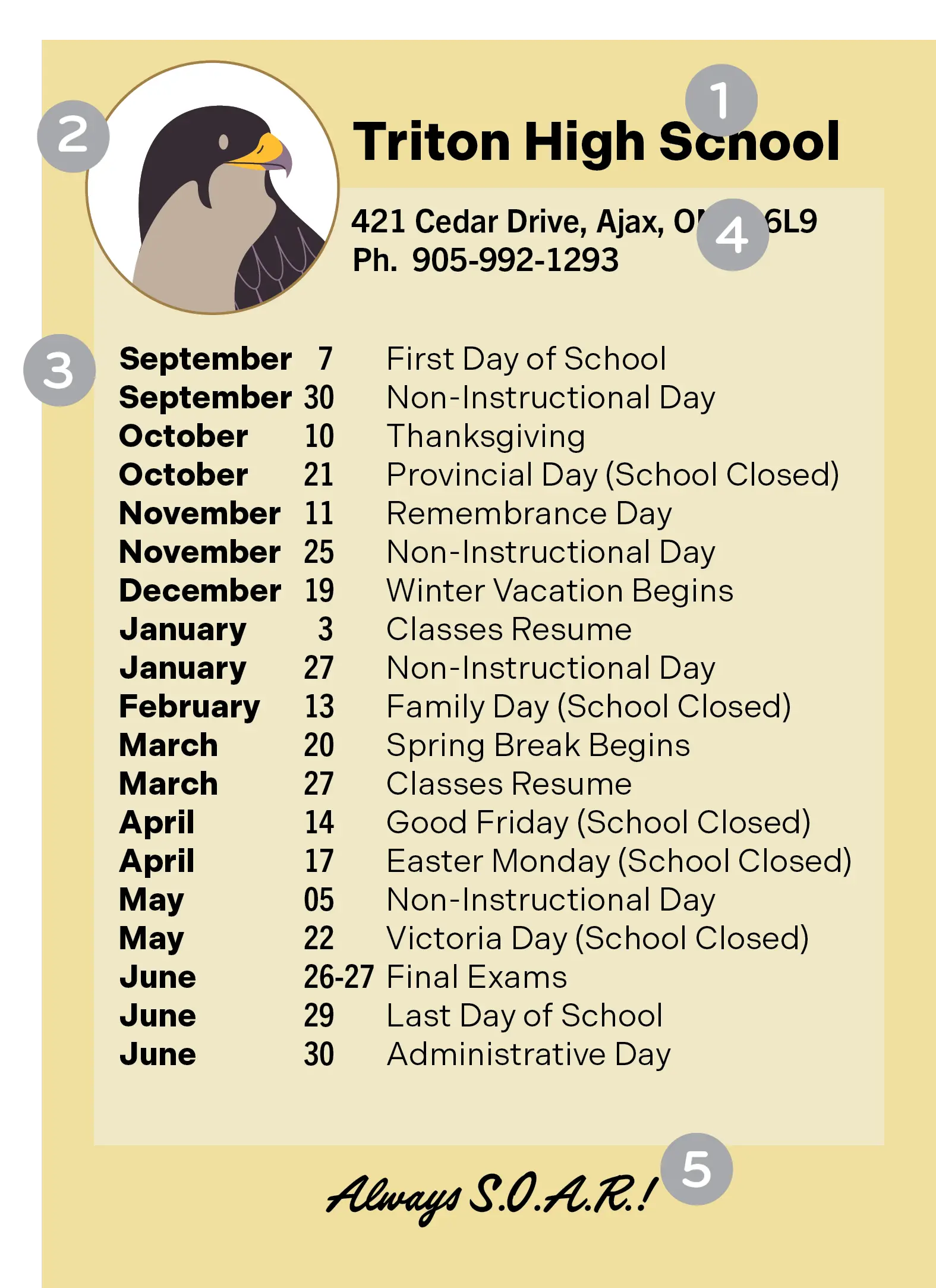 Design A – IMPORTANT DATES/CALENDAR