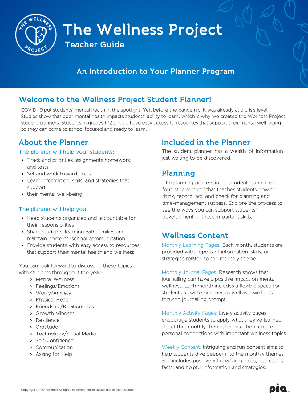 The Wellness Project Teacher Guide
