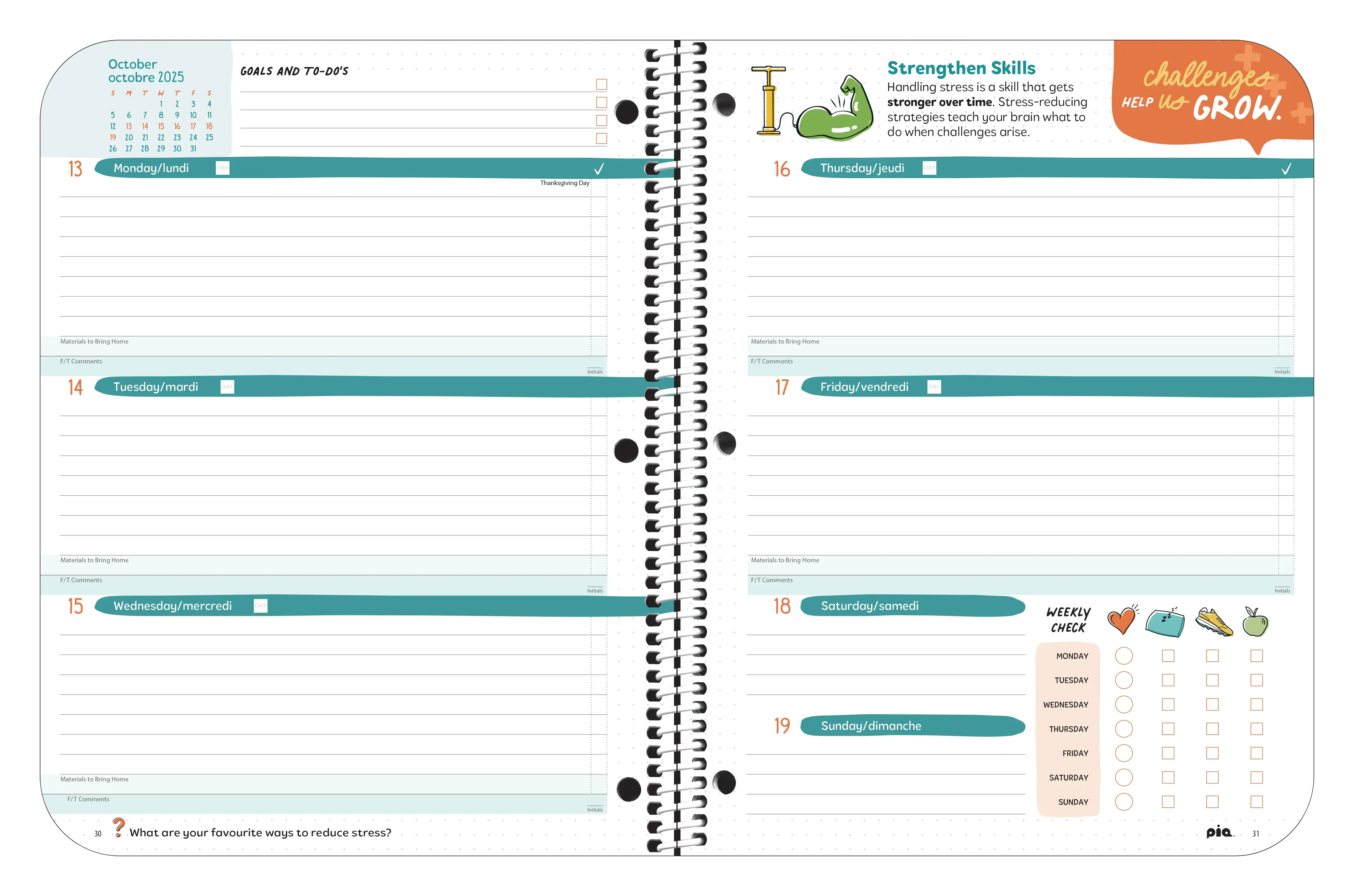 Middle Wellness Planner Spread